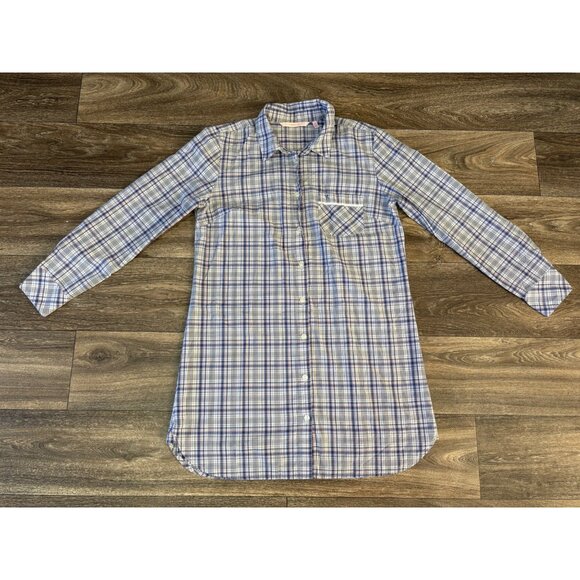 Victorias Secret Sleep Shirt Womens Size Medium Pink Lavender Plaid Nightgown PJ - Picture 2 of 9